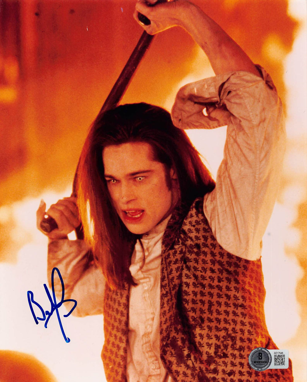 Brad Pitt Interview with the Vampire Signed 8x10 Vertical Photo BAS #AE17548