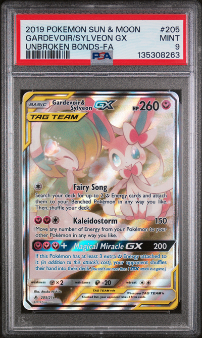 PSA 9 GARDEVOIR/SYLVEON GX UNBROKEN BONDS-FA