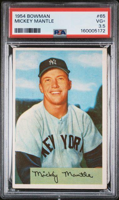1954 BOWMAN #65 MICKEY MANTLE PSA 3.5