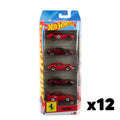 Hot Wheels - Ferrari Vehicle 5-Pack -  SEALED CASE OF 12 - Die-Cast Metal MTJLN12