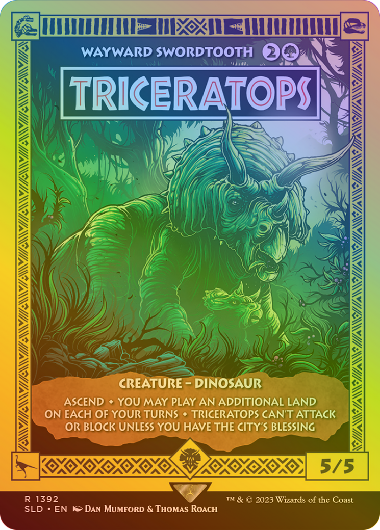 Wayward Swordtooth (SLD-1392â˜…) - Secret Lair Drop / Triceratops (Borderless) Foil