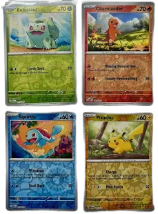 Squirtle,Charmander,Bulbasaur and Pikachu Reverse Cosmos Holo(Costco Exclusive)