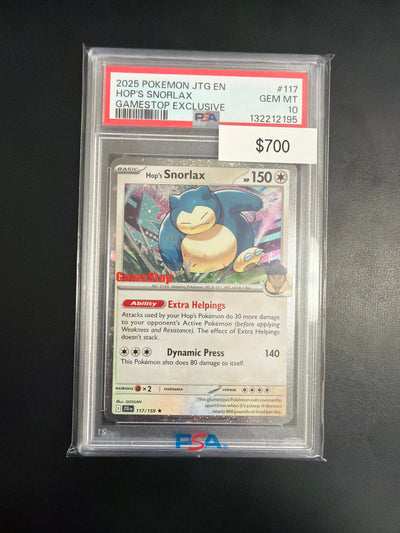 Pokemon GameStop Promo Hops Snorlax #117 PSA 10