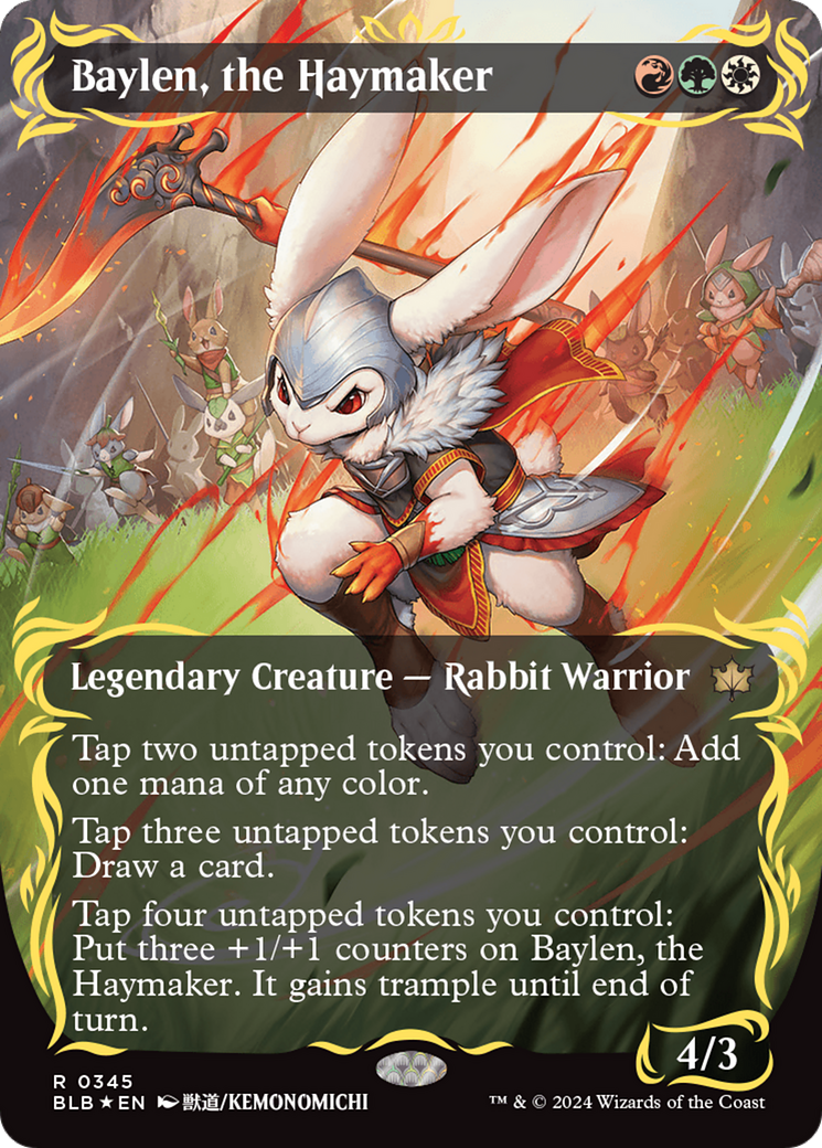 Baylen, the Haymaker (BLB-345) - Bloomburrow: (Showcase) (Borderless) Foil