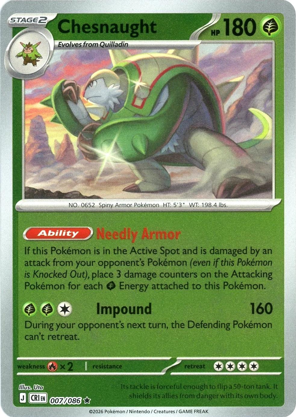 Chesnaught - 007/086 - Rare [me04-007] [Reverse Holo]