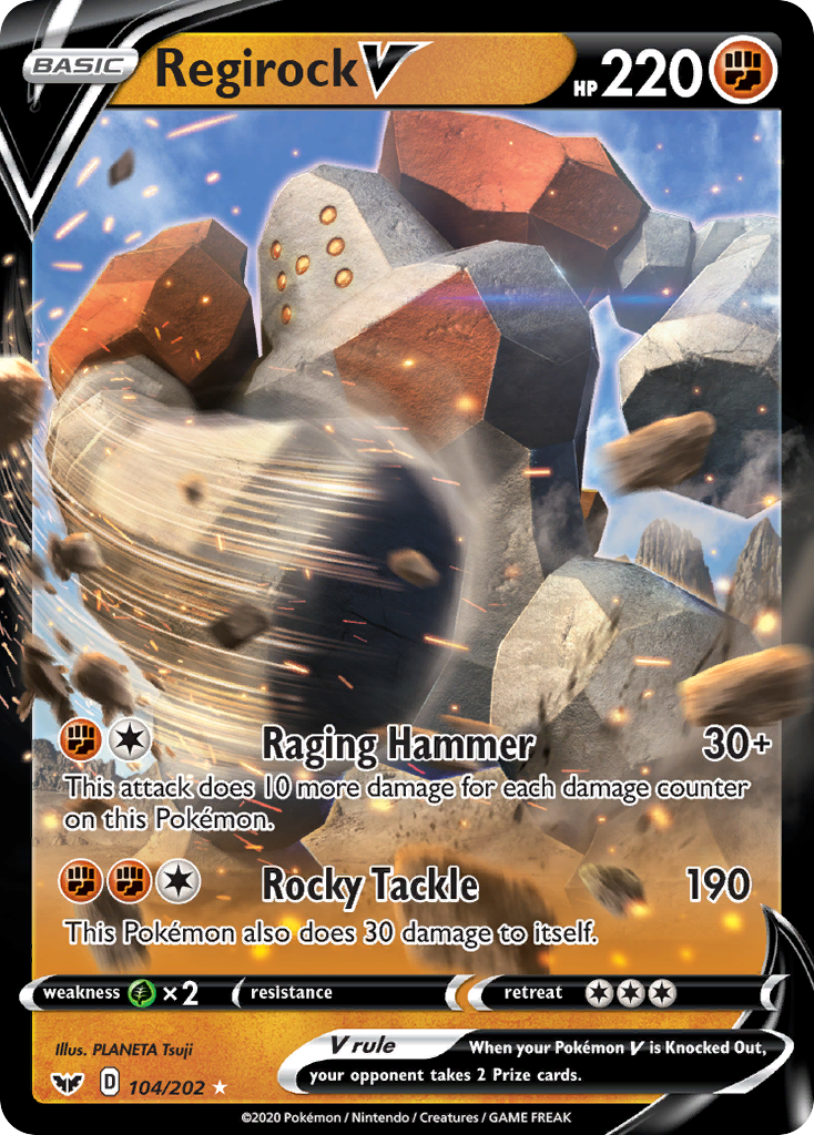 Regirock V 104 202 Sword Shield Holofoil