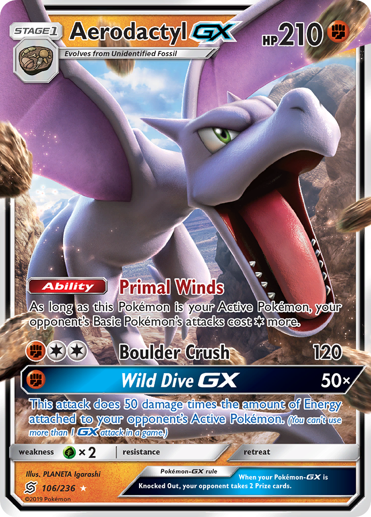 Aerodactyl Gx 106 236 Unified Minds Holofoil