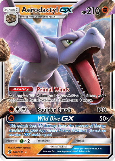 Aerodactyl Gx 106 236 Unified Minds Holofoil