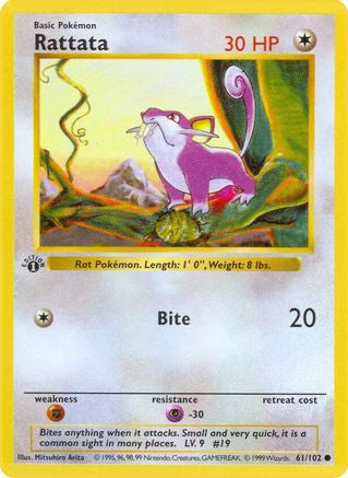 Rattata 61 Shadowless 1st Edition