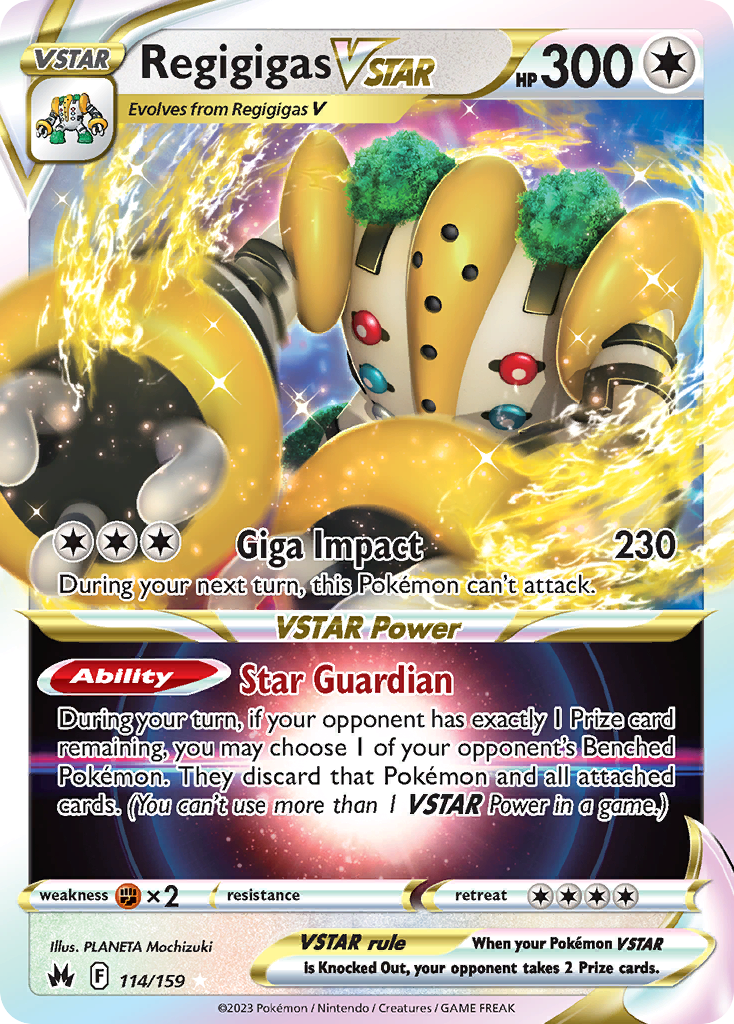 Regigigas Vstar 114 159 Crown Zenith Holofoil