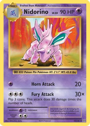 Nidorino (44/108) - XY  Evolutions Reverse Holofoil