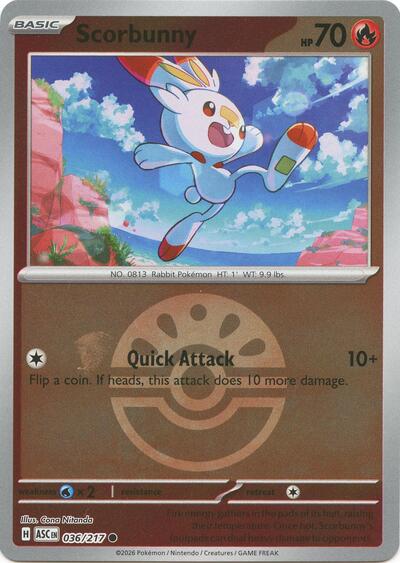 Scorbunny - Friend Ball - 036/217 - Common [me025-036] [Reverse Holo]