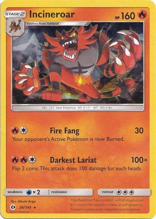 Incineroar (Cracked Ice Holo) (26/149) - Deck Exclusives Holofoil