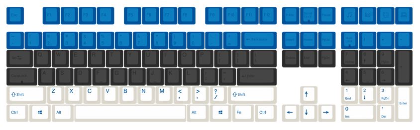Varmilo Lake Blue / Black / White 108 Key Varmilo Profile Dye Sub PBT Keycap Set