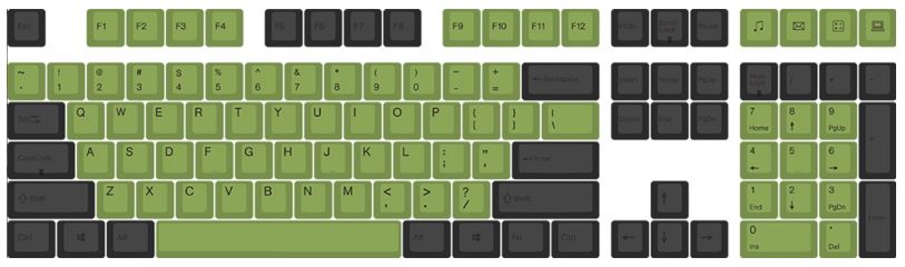 Varmilo Green / Black 108 Key Varmilo Profile Dye Sub PBT Keycap Set