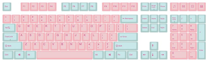 Varmilo Pink and Blue 108 Key Varmilo Profile Dye Sub PBT Keycap Set