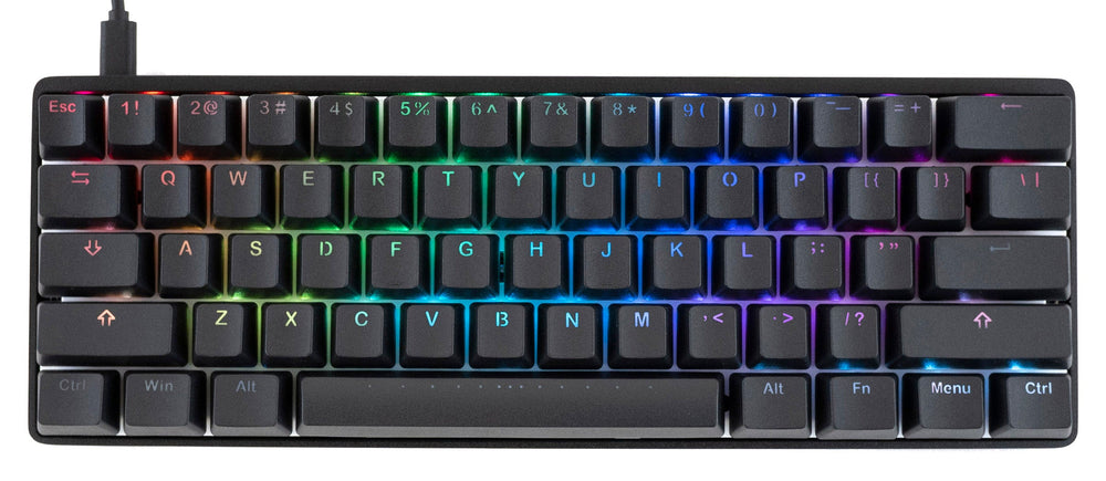 Vortex New POK3R Black Aluminum 60% RGB Double Shot PBT Mechanical Keyboard