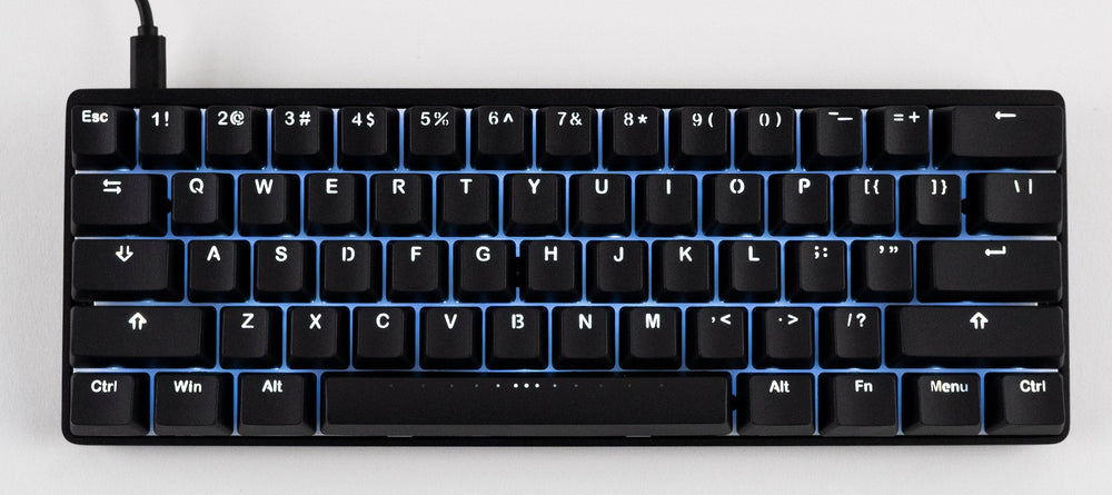 Vortex New POK3R Black Aluminum 60% White LED Double Shot PBT Mechanical Keyboard