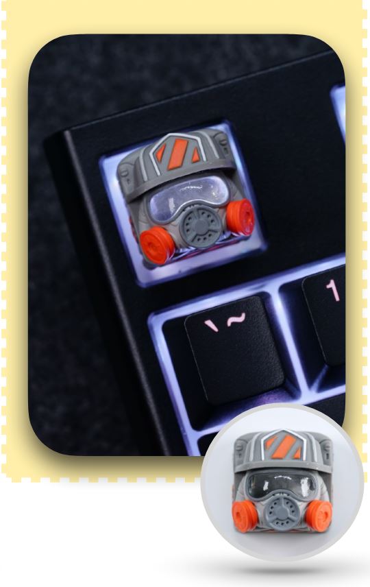 Hot Keys Project HKP Mad Doc Grey Orange Artisan Keycap