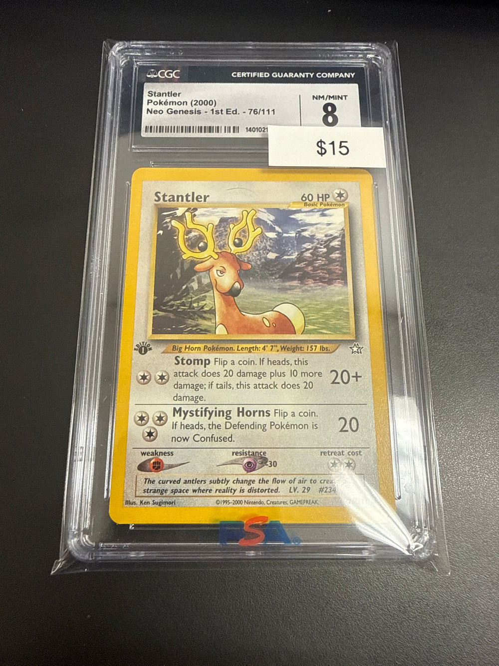 Pokemon Stantler 1st Edition Non-Holo #76/111 CGC 8