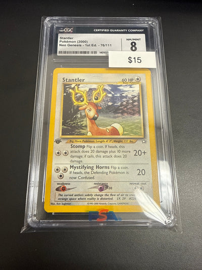 Pokemon Stantler 1st Edition Non-Holo #76/111 CGC 8