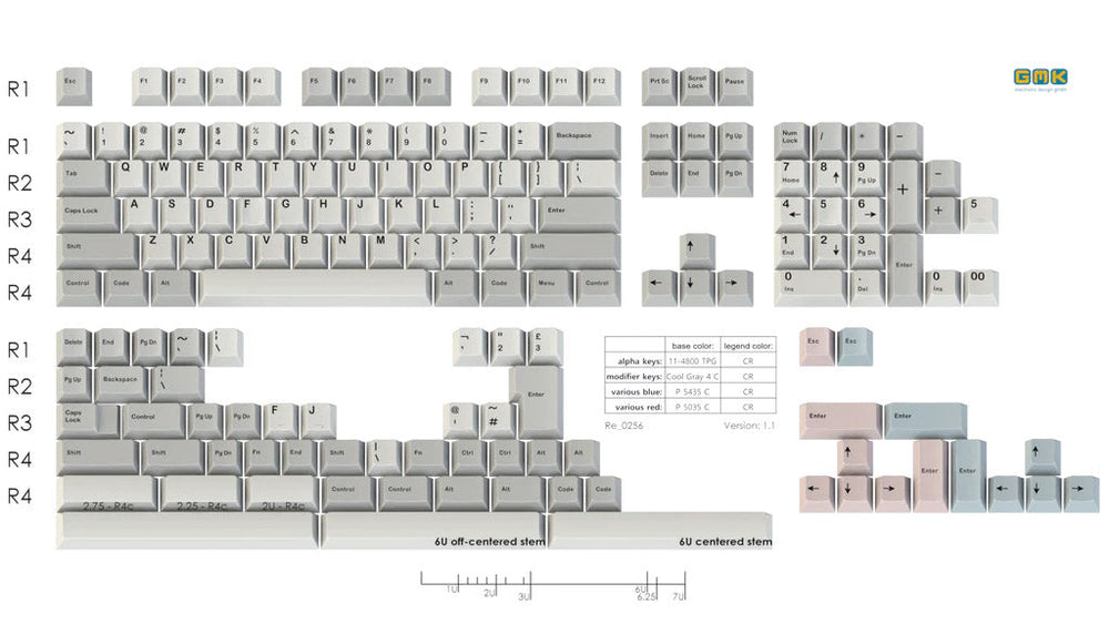 GMK Muted Retro Blue + Pink Accents 167 Key Cherry Profile Double Shot ABS Keycap Set