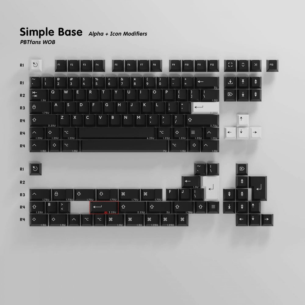 KBDFans PBTfans WOB Base Icon Kit 139 Key Cherry Profile Double Shot PBT Keycap Set