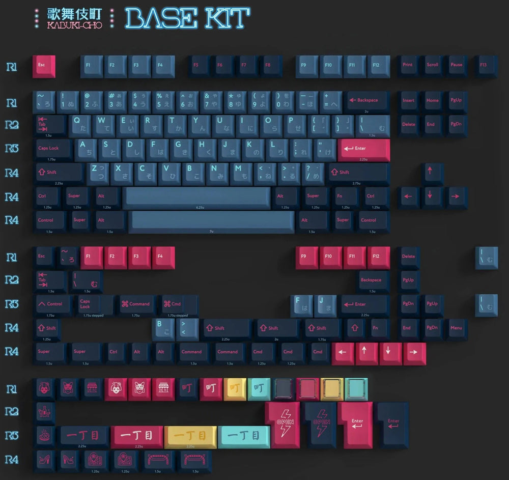 KBDFans PBTfans Kabuki-Cho Base 176 Key Cherry Profile Double Shot PBT Keycap Set