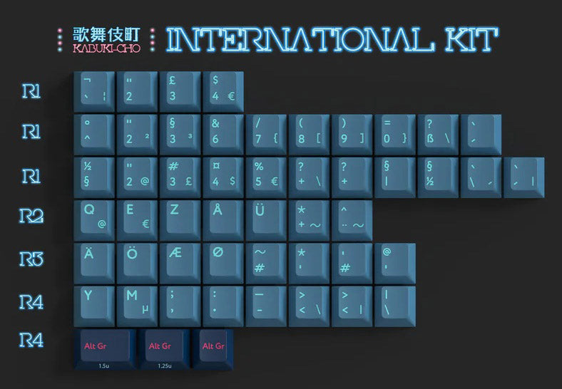 KBDFans PBTfans Kabuki-Cho International Kit 51 Key Cherry Profile Double Shot PBT Add-on Keycap Set
