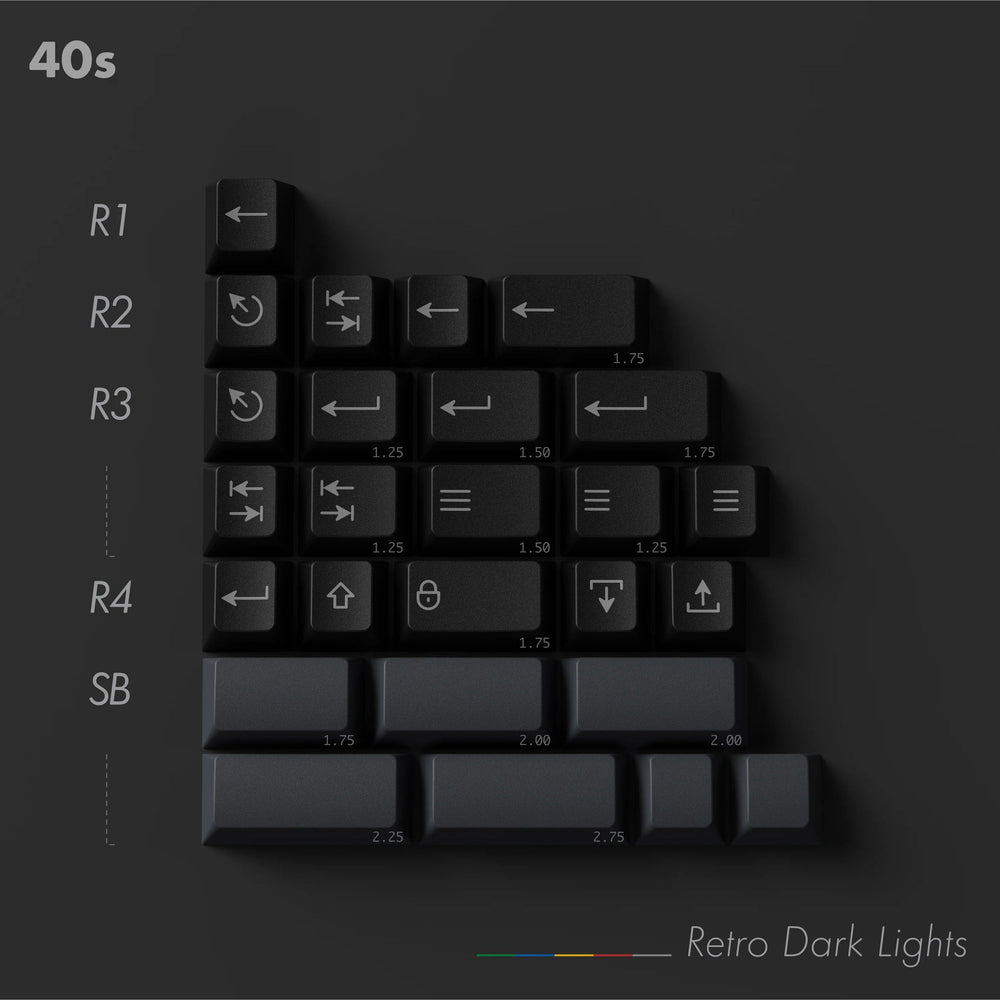 KBDFans PBTFans Retro Dark Lights 40s Kit 26 Key Cherry Profile Double Shot PBT Add-on Keycap Set
