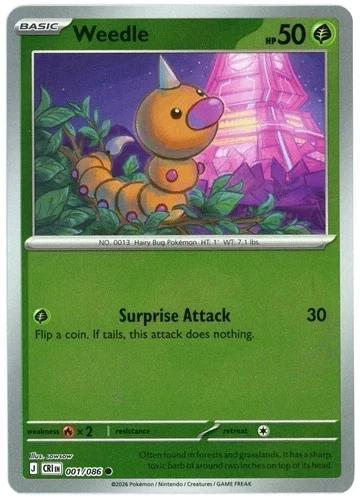 Weedle - 001/086 - Common [me04-001] [Reverse Holo]