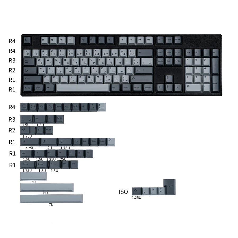 KBDFans Cement Grey Japanese 149 Key Cherry Profile PBT Dye Sub Keycap Set