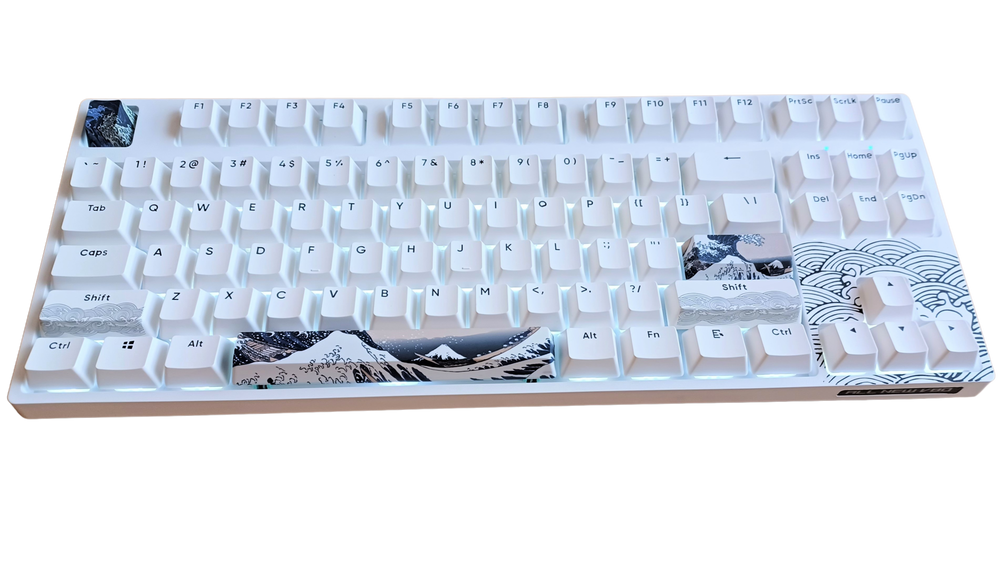 KBParadise V80 V2 White Great Wave TKL Hotswap White LED Double Shot PBT Mechanical Keyboard