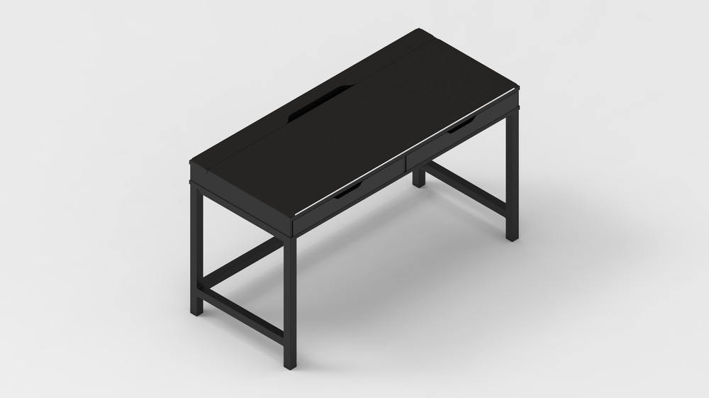 Black w/ White Stitching IKEA ALEX Desk Mat (52" / 132 cm) Full-desk Mouse Pad