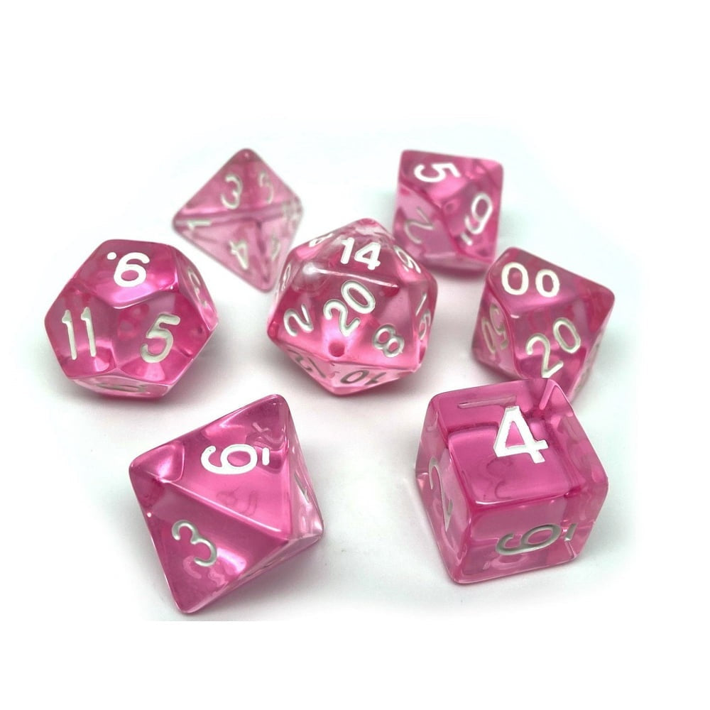 Chessex Translucent Mini Pink / White 7-Die Set