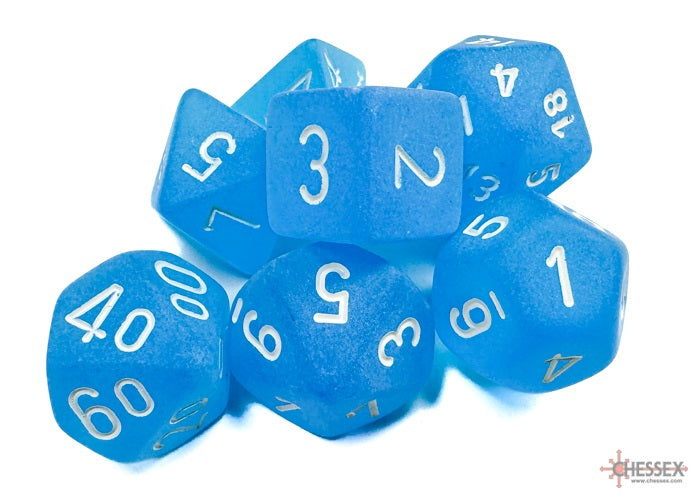 Chessex Frosted Mini Caribbean Blue / White 7-Die Set