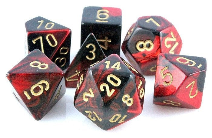 Chessex Gemini Mini Black / Red / Gold 7-Die Set