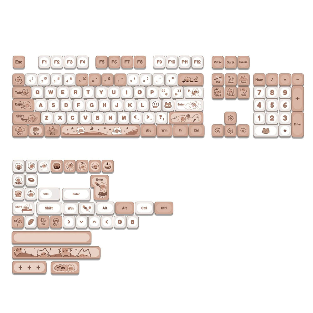 Yunzii Meow Meow Coffee 141 Key MOA Profile Dye Sub PBT Keycap Set