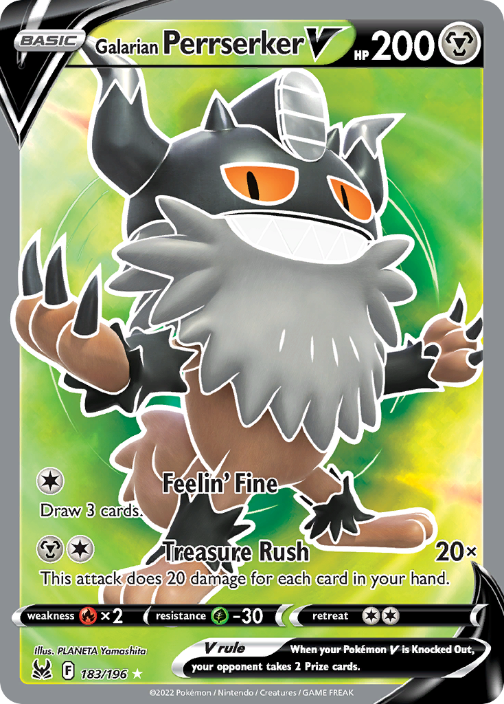 Galarian Perrserker V 183 196 Lost Origin Holofoil