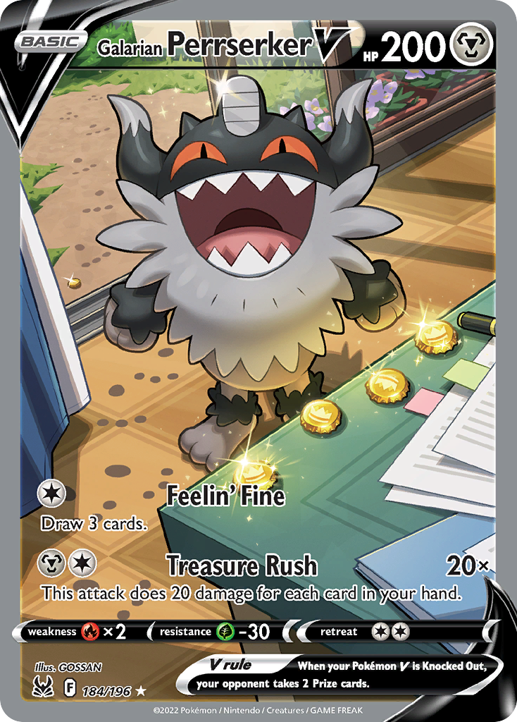 Galarian Perrserker V 184 196 Lost Origin Holofoil