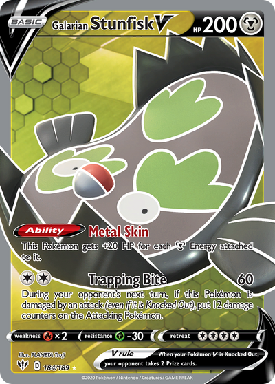 Galarian Stunfisk V 184 189 Darkness Ablaze Holofoil