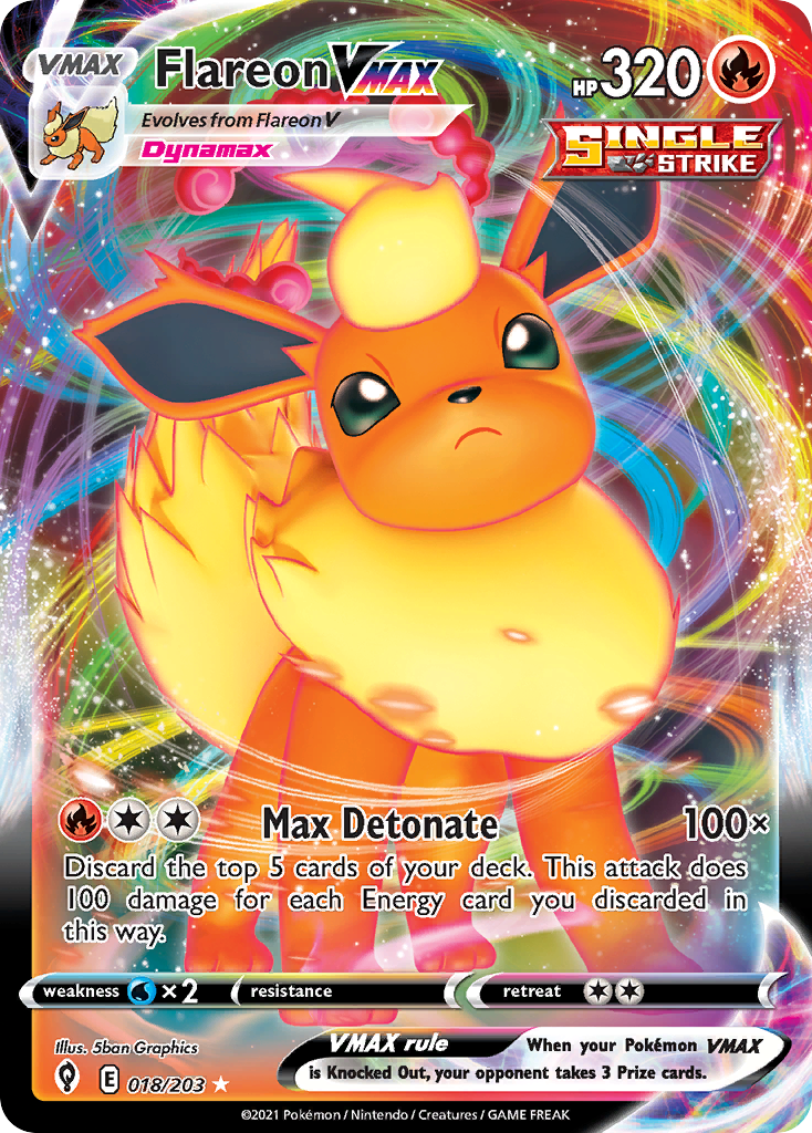 Flareon Vmax 18 203 Evolving Skies Holofoil