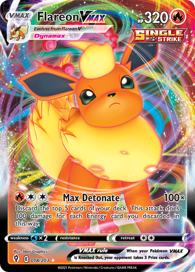Flareon Vmax 18 203 Evolving Skies Holofoil