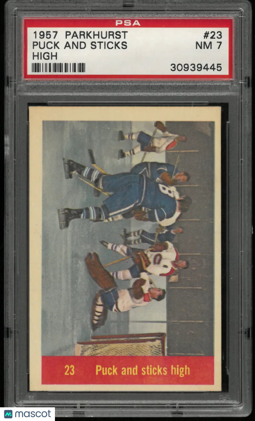 1957 Parkhurst Hockey Puck And Sticks High PSA 7