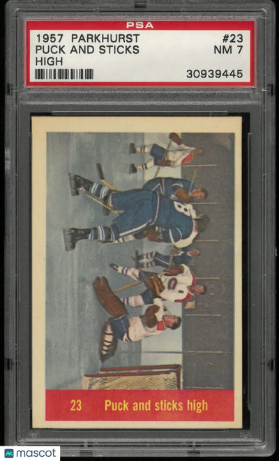 1957 Parkhurst Hockey Puck And Sticks High PSA 7
