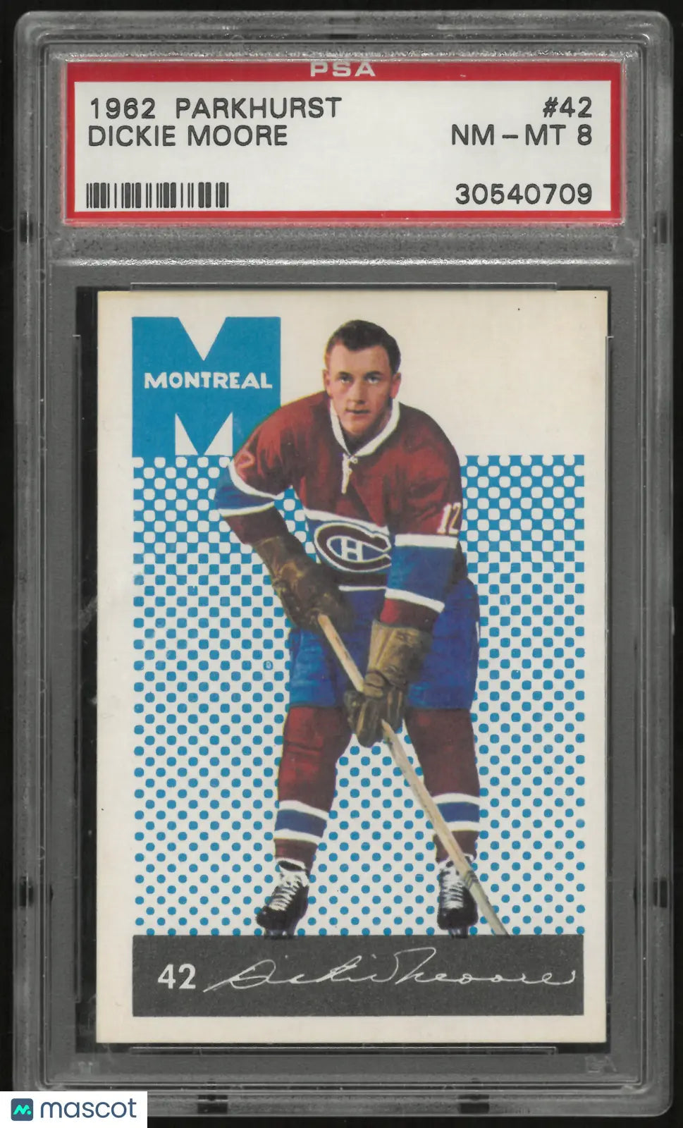 1962 Parkhurst Hockey Dickie Moore PSA 8