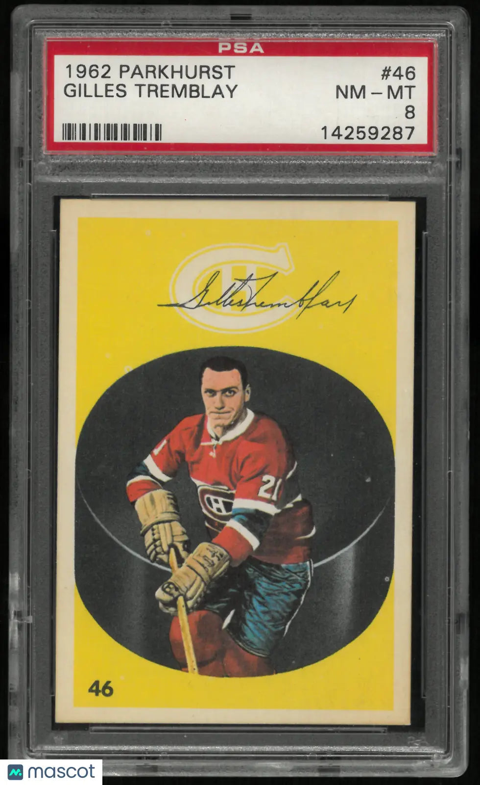1962 Parkhurst Hockey Gilles Tremblay PSA 8