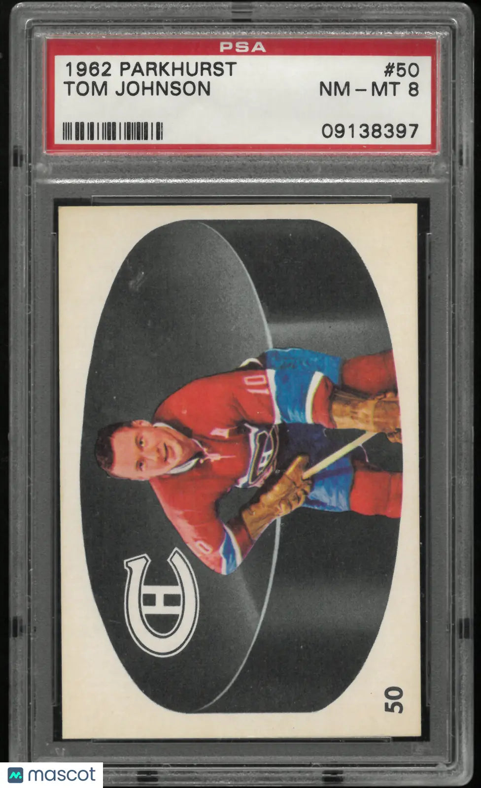 1962 Parkhurst Hockey Tom Johnson PSA 8