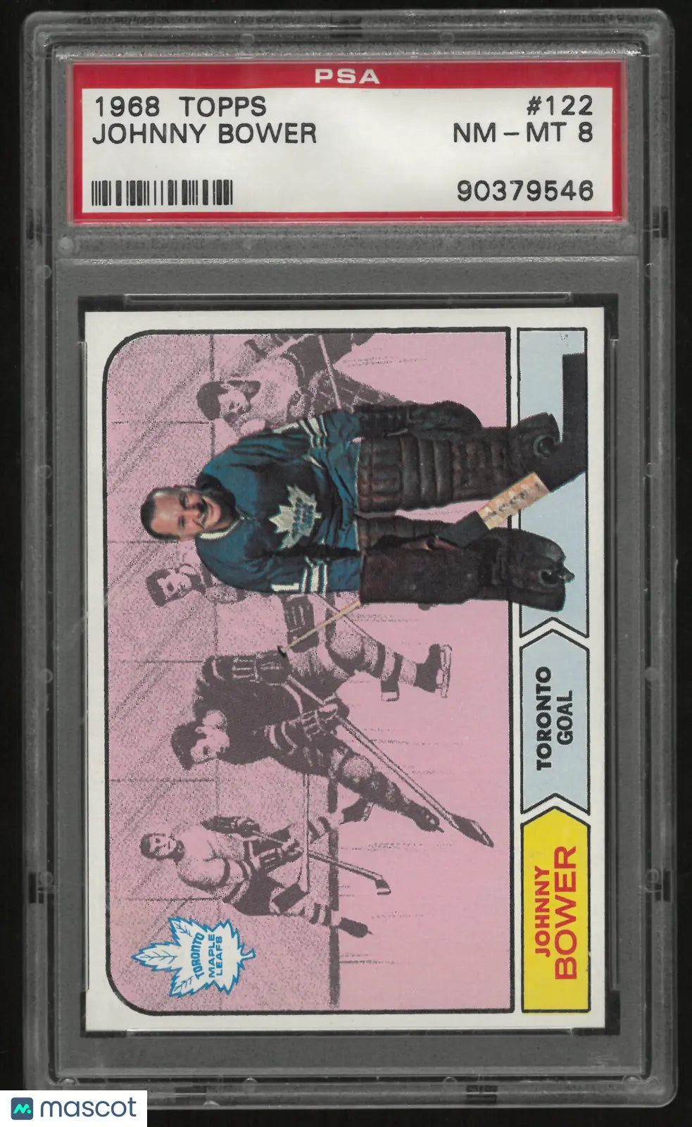 1968 Topps Hockey Johnny Bower PSA 8