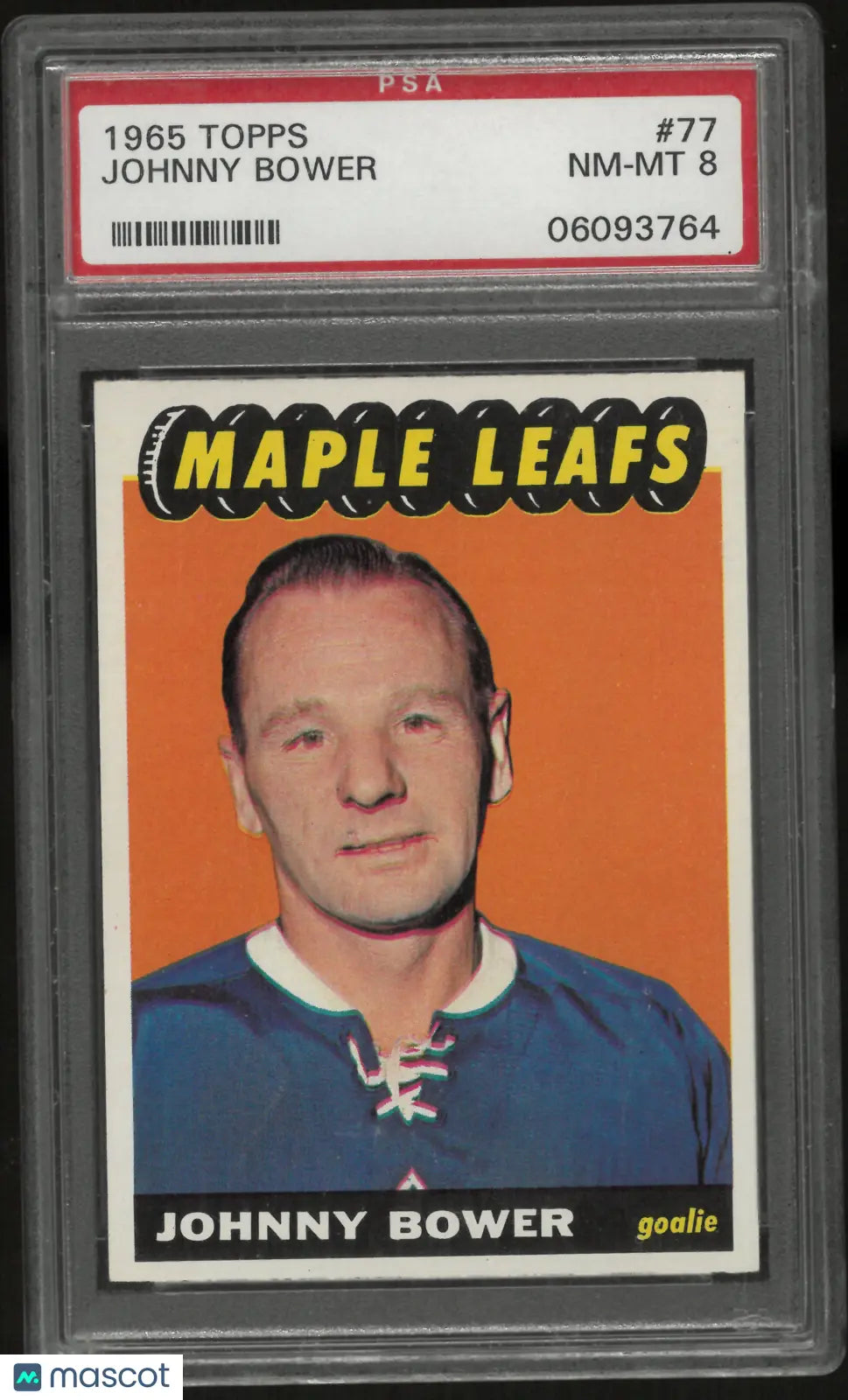 1965 Topps Hockey Johnny Bower PSA 8